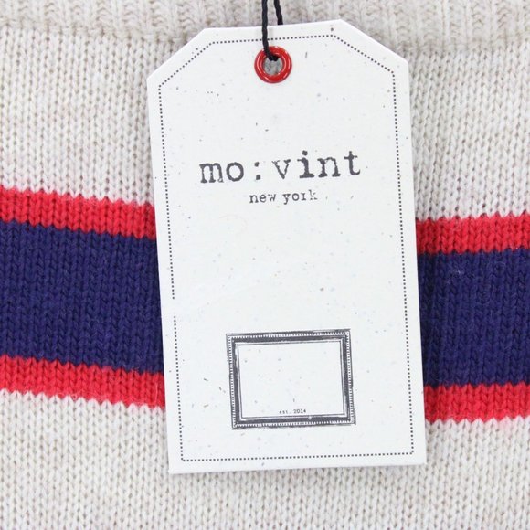 Mo:vint Pencil Skirt Womens Beige Striped Knit Stretch Medium M New With Tags - Picture 5 of 9